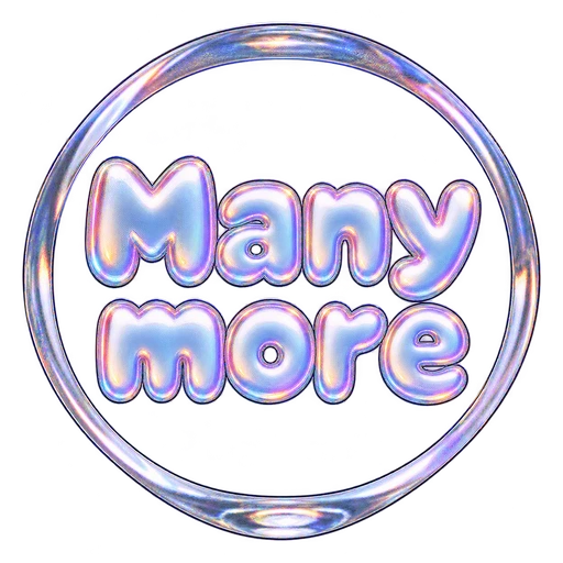 Many more, in bubbly iridescent lettering inside a glass orb