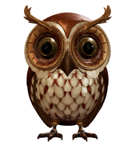 A curious sculpted owl