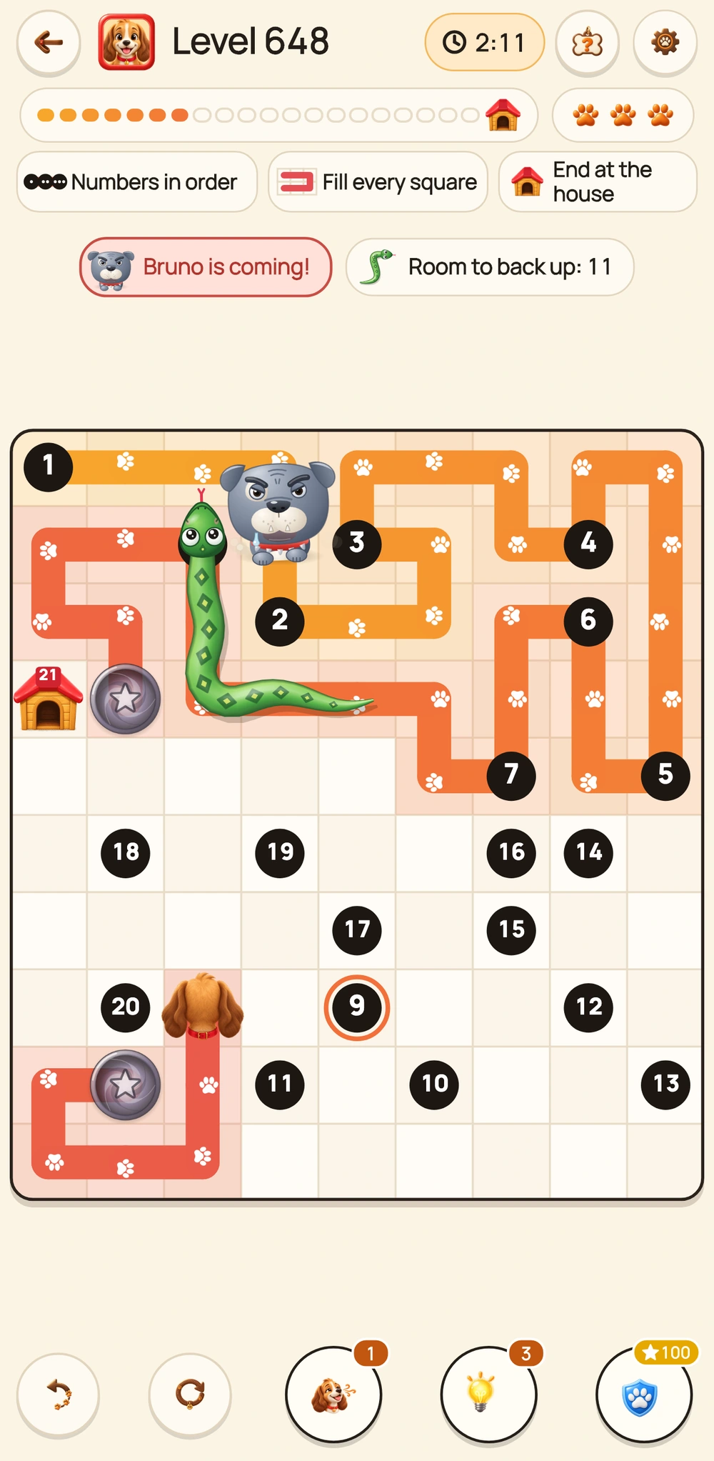 Pup Path level 648 with Bruno, Sly and paired portals